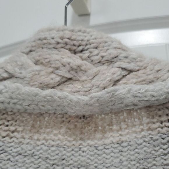 Free People Wool sweater cardigan chunky knit blue stripe twist braid, XS - Picture 6 of 7